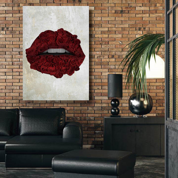 Red Roses Lips Art - Lips Canvas | MusaArtGallery™