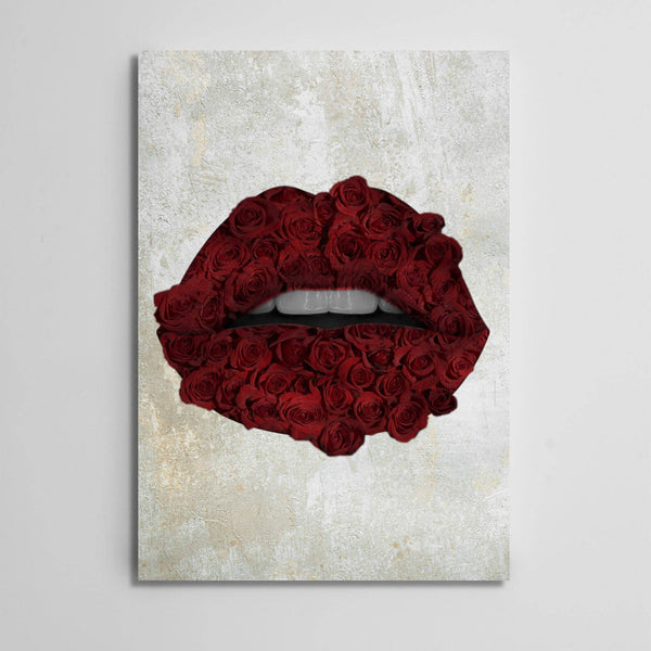 Red Roses Lips Art - Lips Canvas | MusaArtGallery™