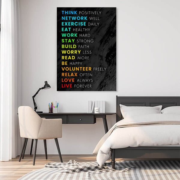 Rules Of Life Canvas -Motivational Wall Art