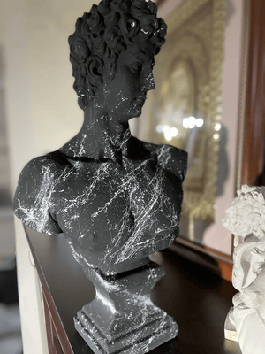 White Marble Black David Bust Statue - David Bust for Sale