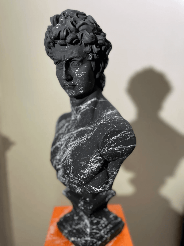White Marble Black David Bust Statue - David Bust for Sale