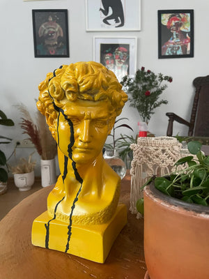 Yellow David Head Sculpture